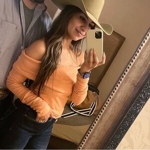 Bohme Orange Off-the-Shoulder Sweater